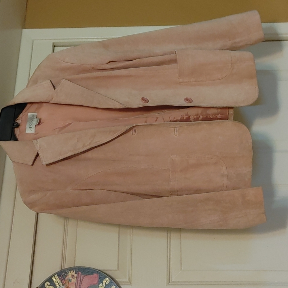 Leather blazer light rose pink